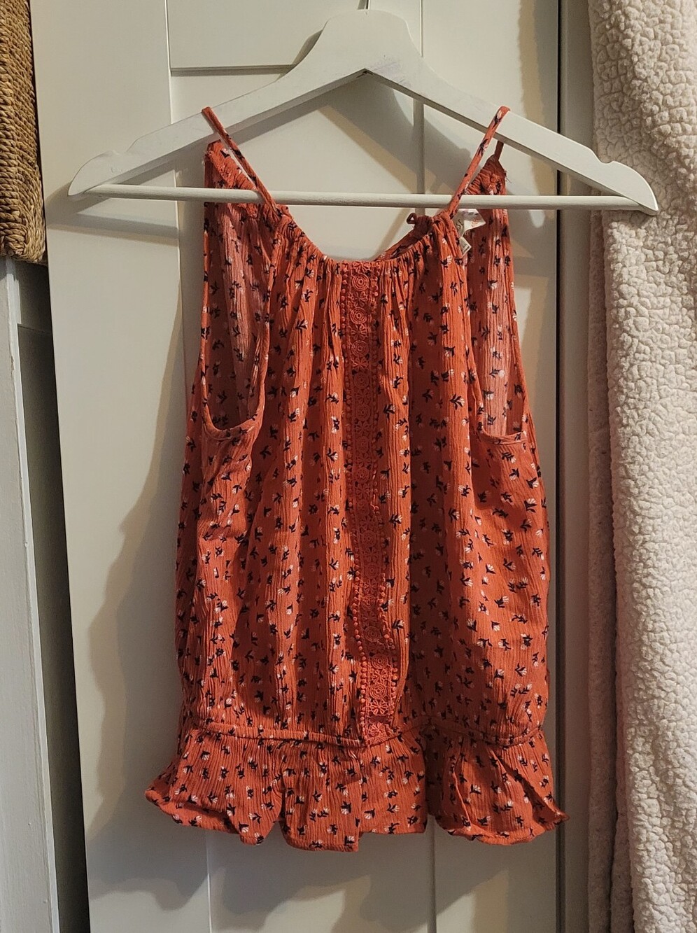 Pink Rose Orange Mini Skirt with Black & White Floral Print
